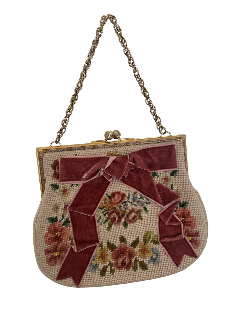 Rose Needlepoint Bow Bag – Cheeky Vintage