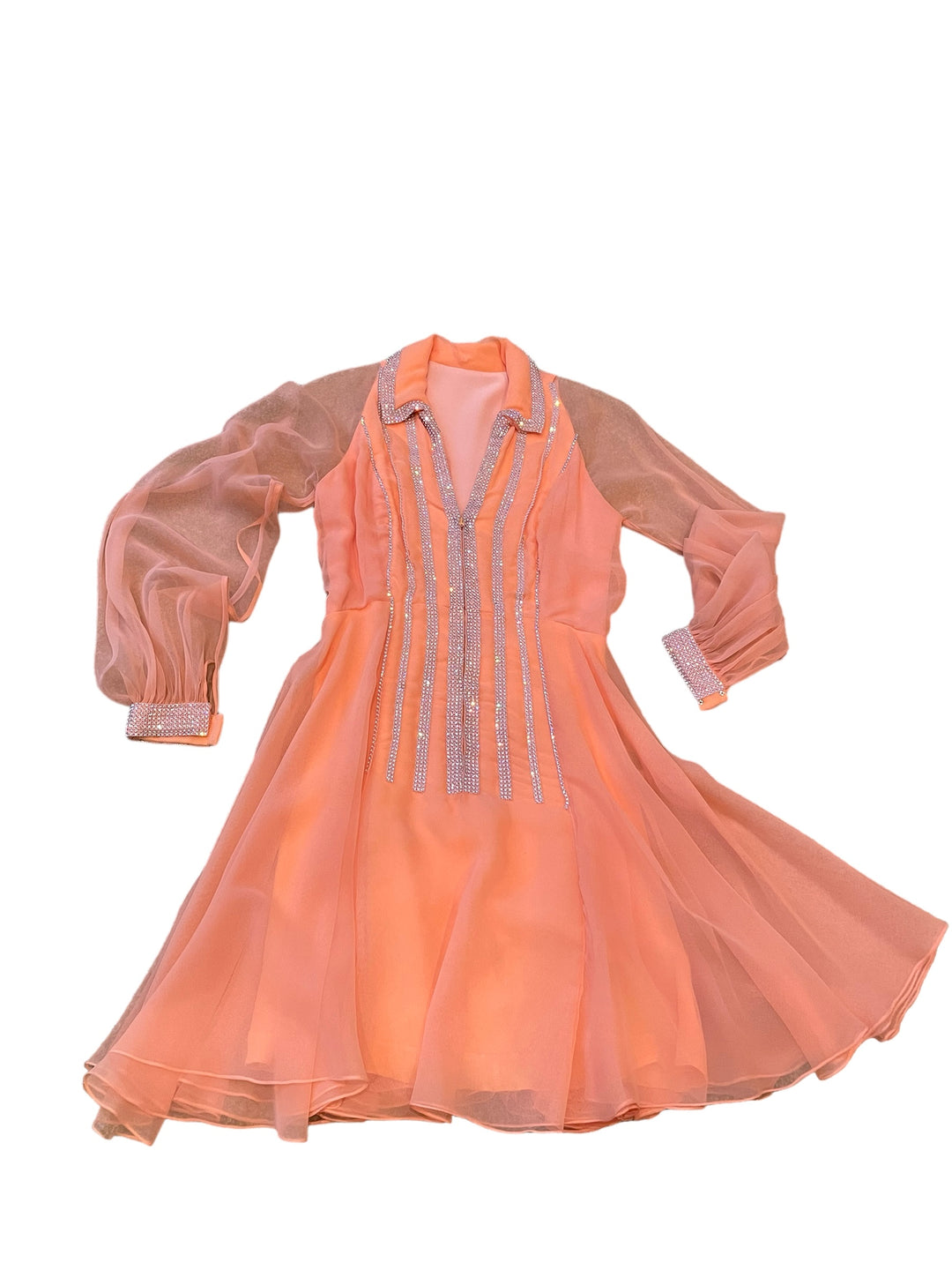 Peach Chiffon Rhinestone Dress – Cheeky Vintage