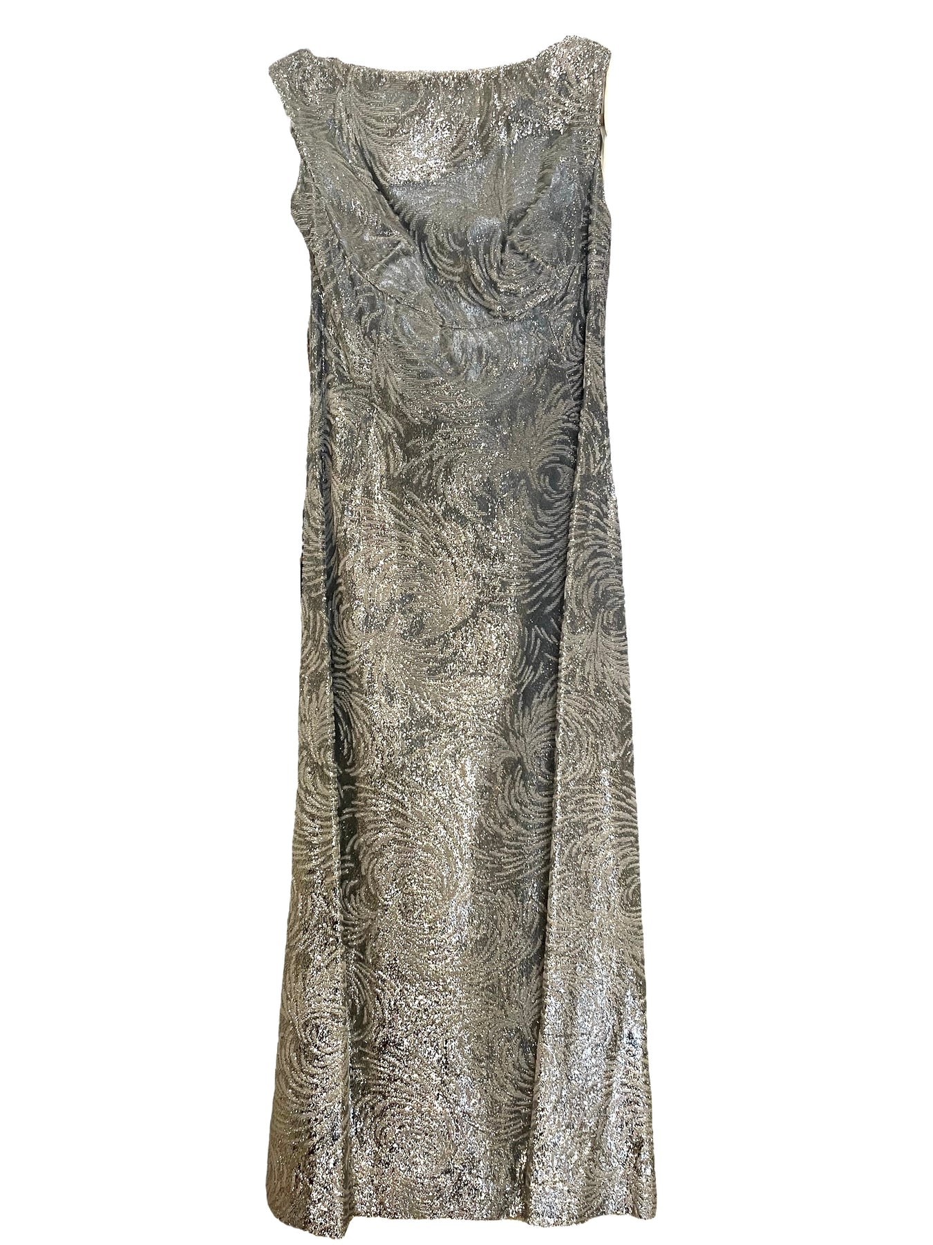 silver 60s dress 60s Metallic Silver & Chiffon Dress